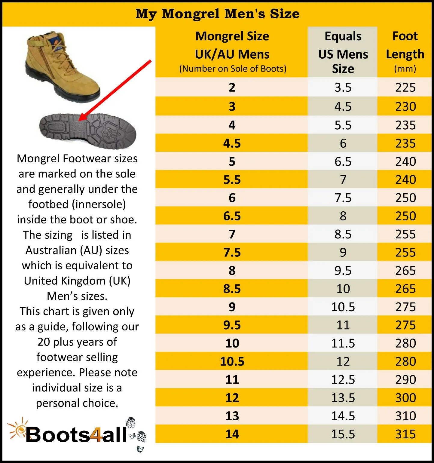 CLEARANCE Mongrel 805025 Non-Safety Dress Boots - Elastic Side Size AU5