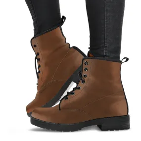 Combat Boots - Brown | Boho Cute Shoes, Handmade Vegan Leather Brown Lace Up Boots Women, 2000s Boots, Hipster Boots, Unisex Adult Shoes