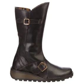 Fly London MES Leather Women's Zip Up Mid Calf Boots