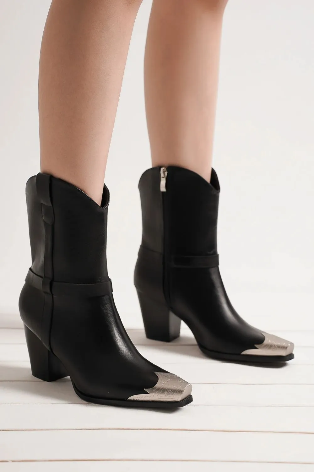 Metal Toe Ankle Boots