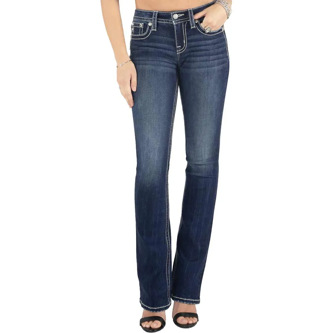 Miss Me Women's Floral Pocket Bootcut Jeans