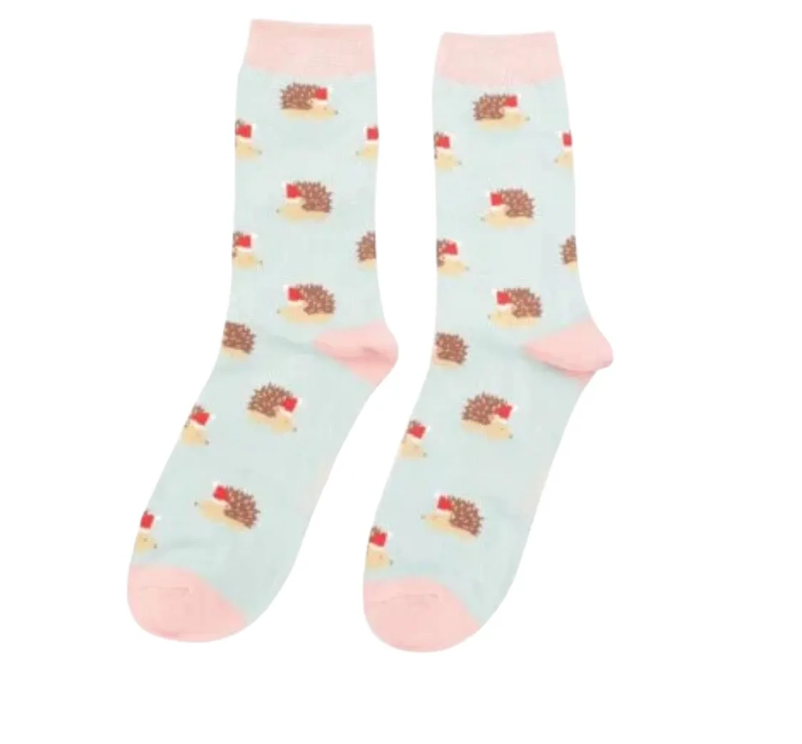 Miss Sparrow Festive Hedgehogs Bamboo Socks (2 Colours)