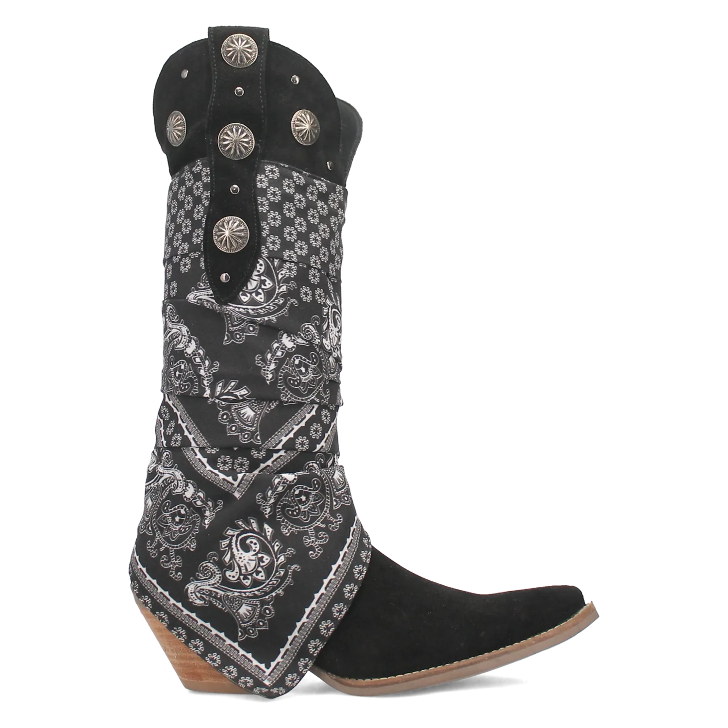 Rhapsody Black Suede Silver Concho Bandana Wrapped Boots (DS)