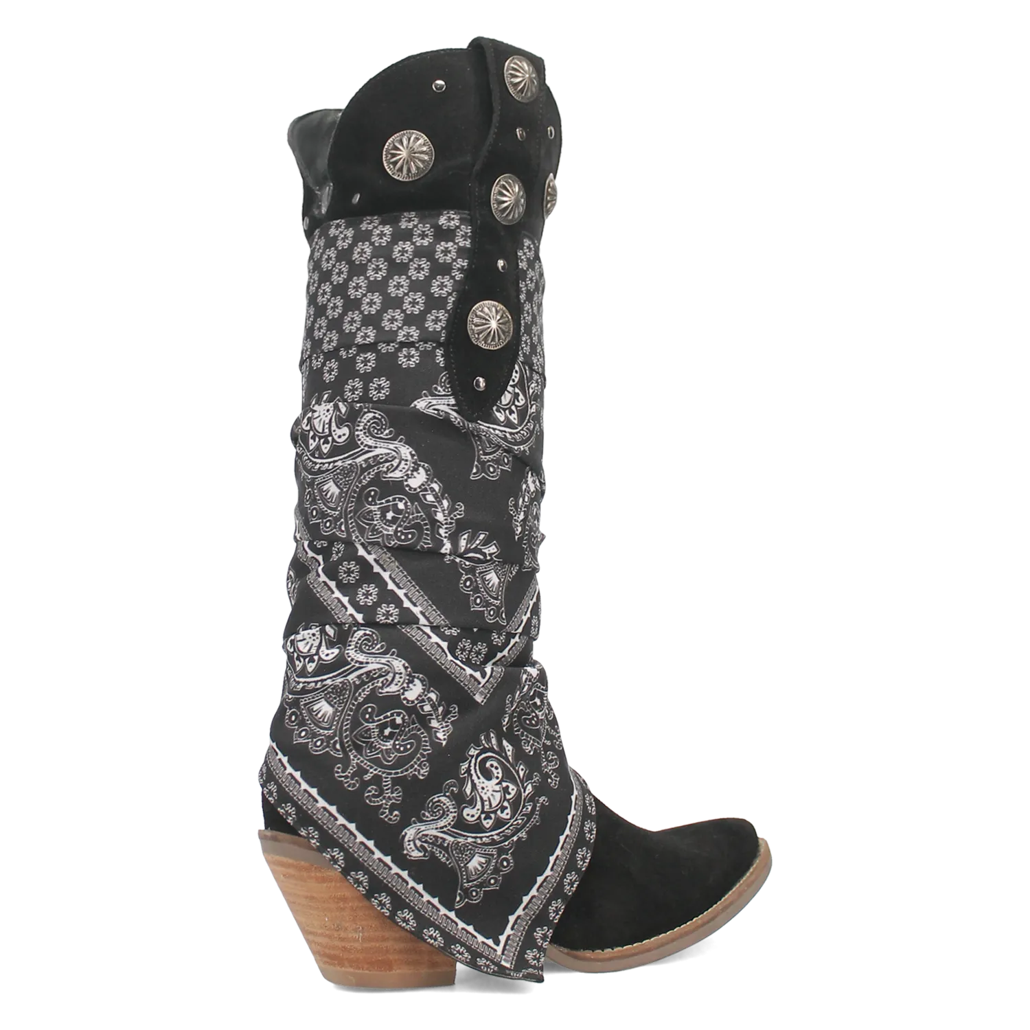 Rhapsody Black Suede Silver Concho Bandana Wrapped Boots (DS)