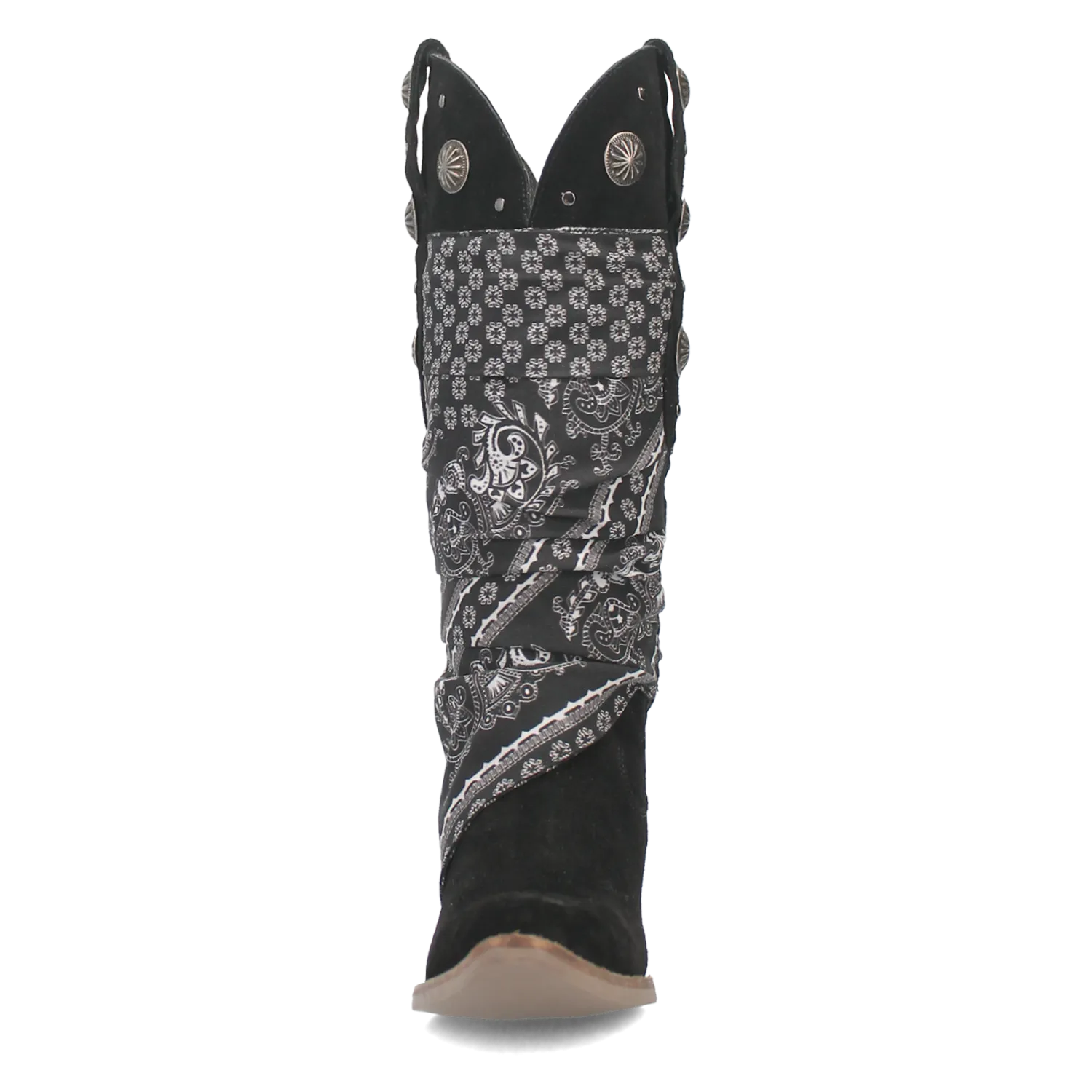 Rhapsody Black Suede Silver Concho Bandana Wrapped Boots (DS)
