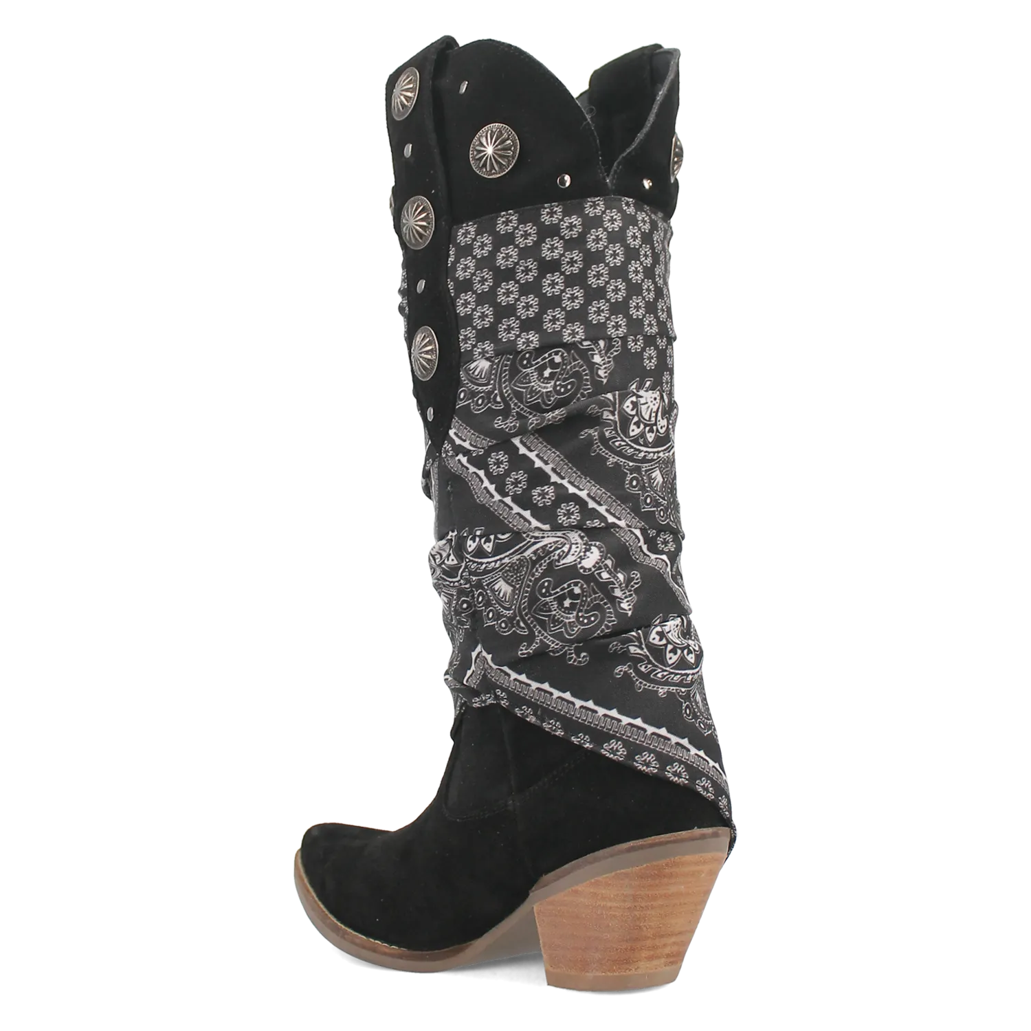 Rhapsody Black Suede Silver Concho Bandana Wrapped Boots (DS)
