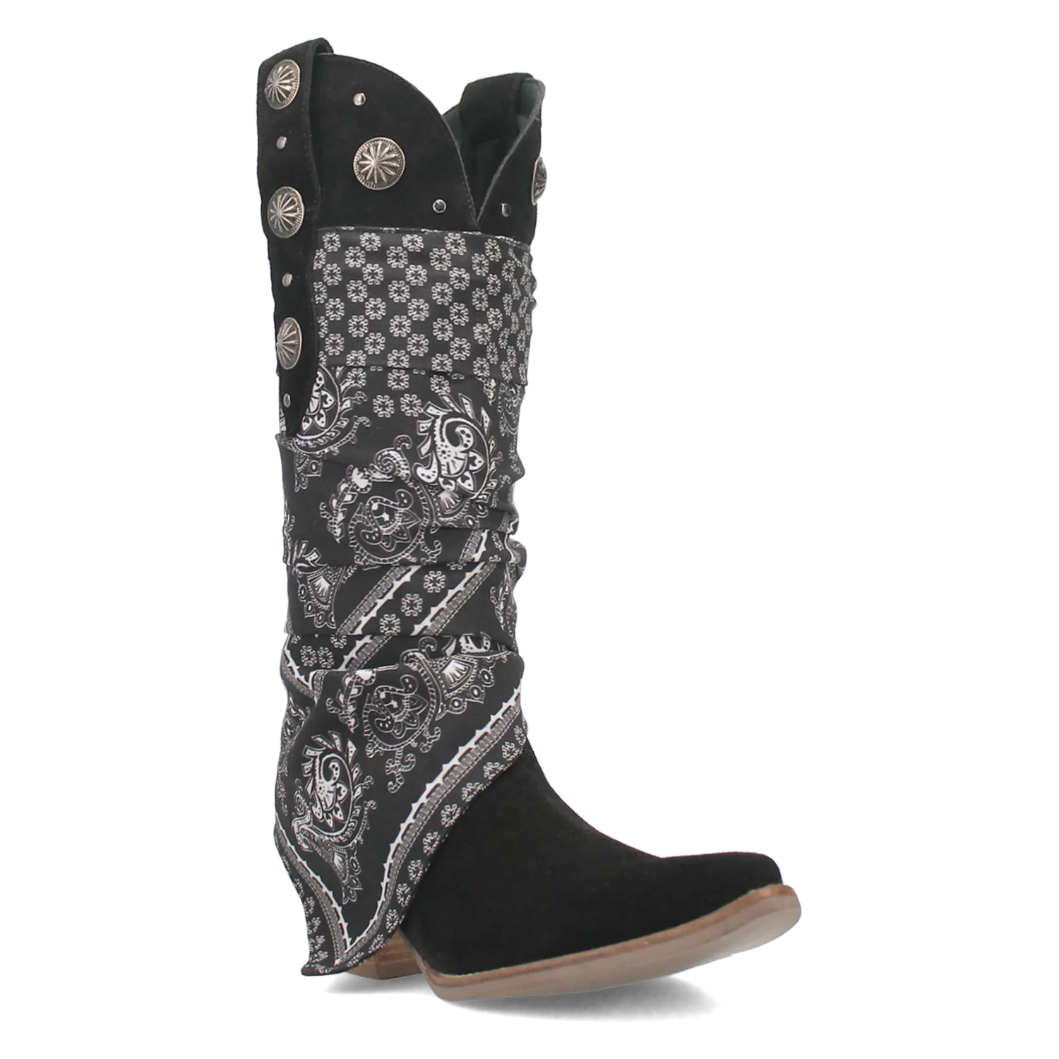 Rhapsody Black Suede Silver Concho Bandana Wrapped Boots (DS)