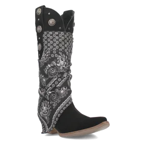 Rhapsody Black Suede Silver Concho Bandana Wrapped Boots (DS)