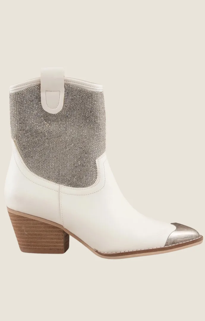 Sage Rhinestone Metal Toe Boots