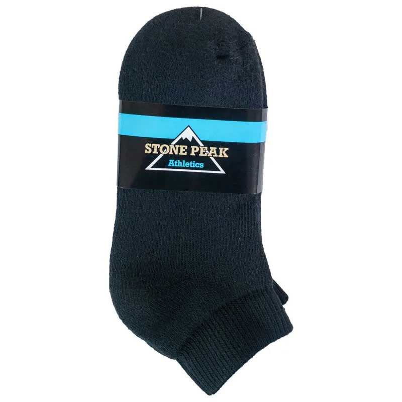 Stone Peak Youth No-show Sport Socks - Black 3pk