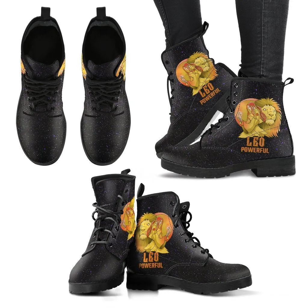 Zodiac Combat Boots - Leo #1 | Vegan Leather Lace Up Boots Women, Handmade Lace Up Boots, Women's Boots, Custom Shoes, Aesthetic Shoes, Vegan Shoes