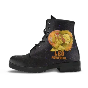 Zodiac Combat Boots - Leo #1 | Vegan Leather Lace Up Boots Women, Handmade Lace Up Boots, Women's Boots, Custom Shoes, Aesthetic Shoes, Vegan Shoes